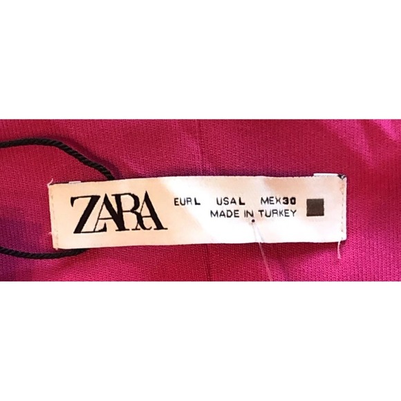 ZARA Jacquard Halter Corset Cropped Top hot Pink High Neck Button Side Zip L NWT - Picture 8 of 10
